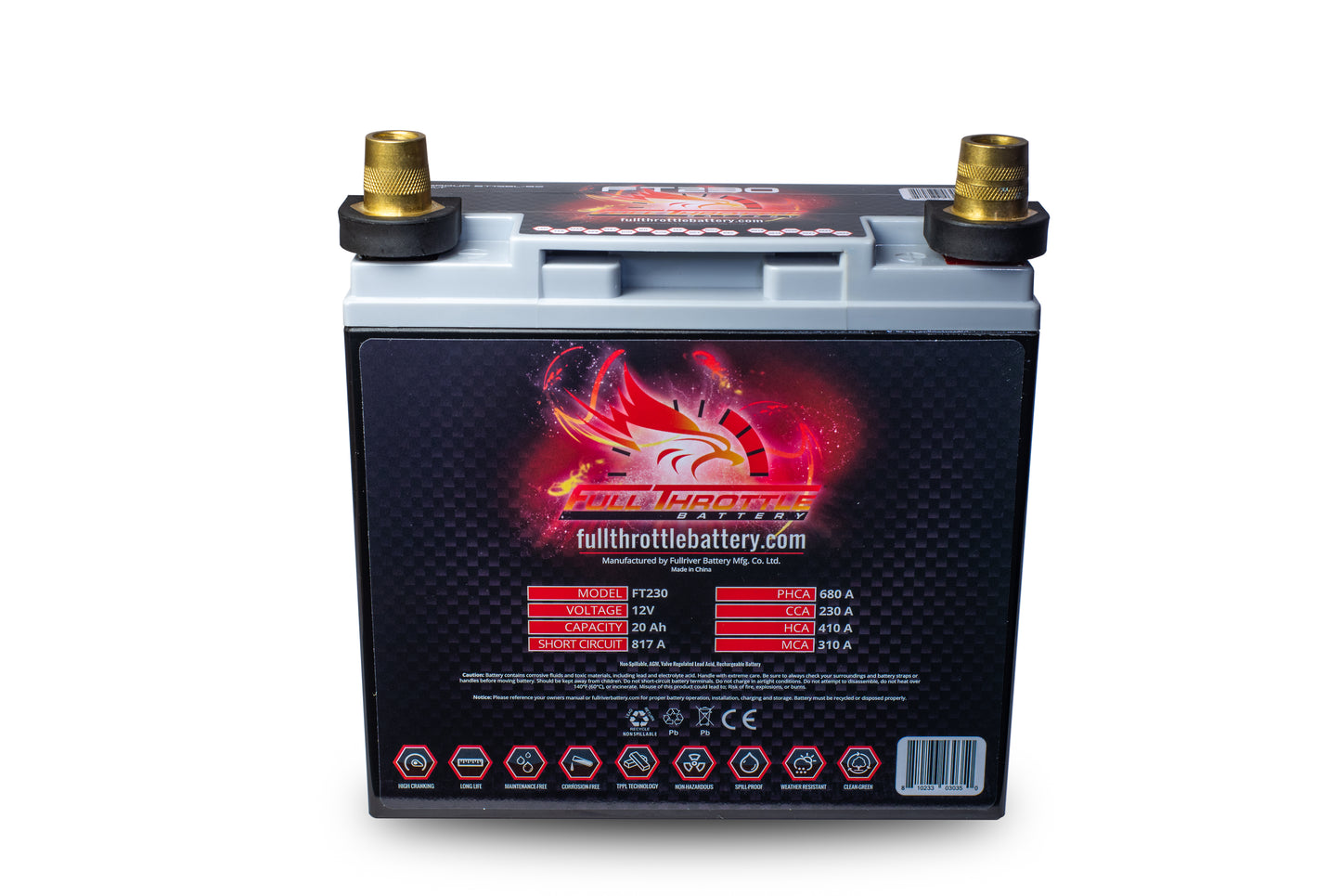Full Throttle FT230 Lightweight Battery With Terminals Mele Design Firm