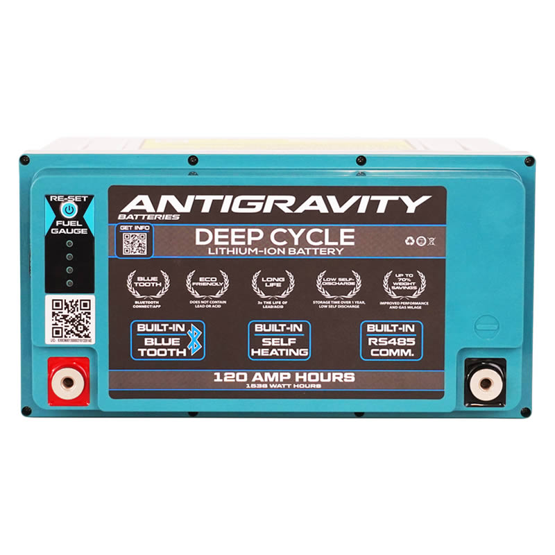 top view antigravity 120 AH deep cycle battery