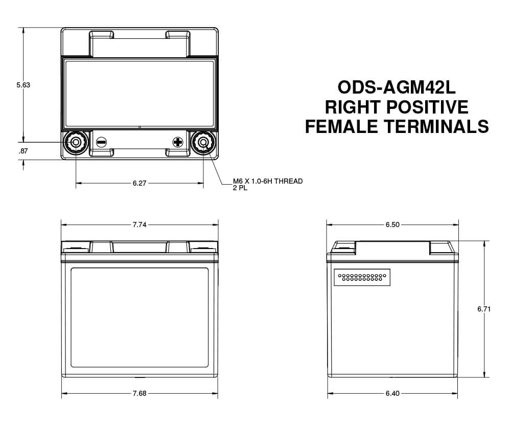 Odyssey PC1200 Battery With Terminals ODS AGM42L Mele Design Firm