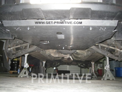 installed image of primitive front skid plate for 08-21 STI