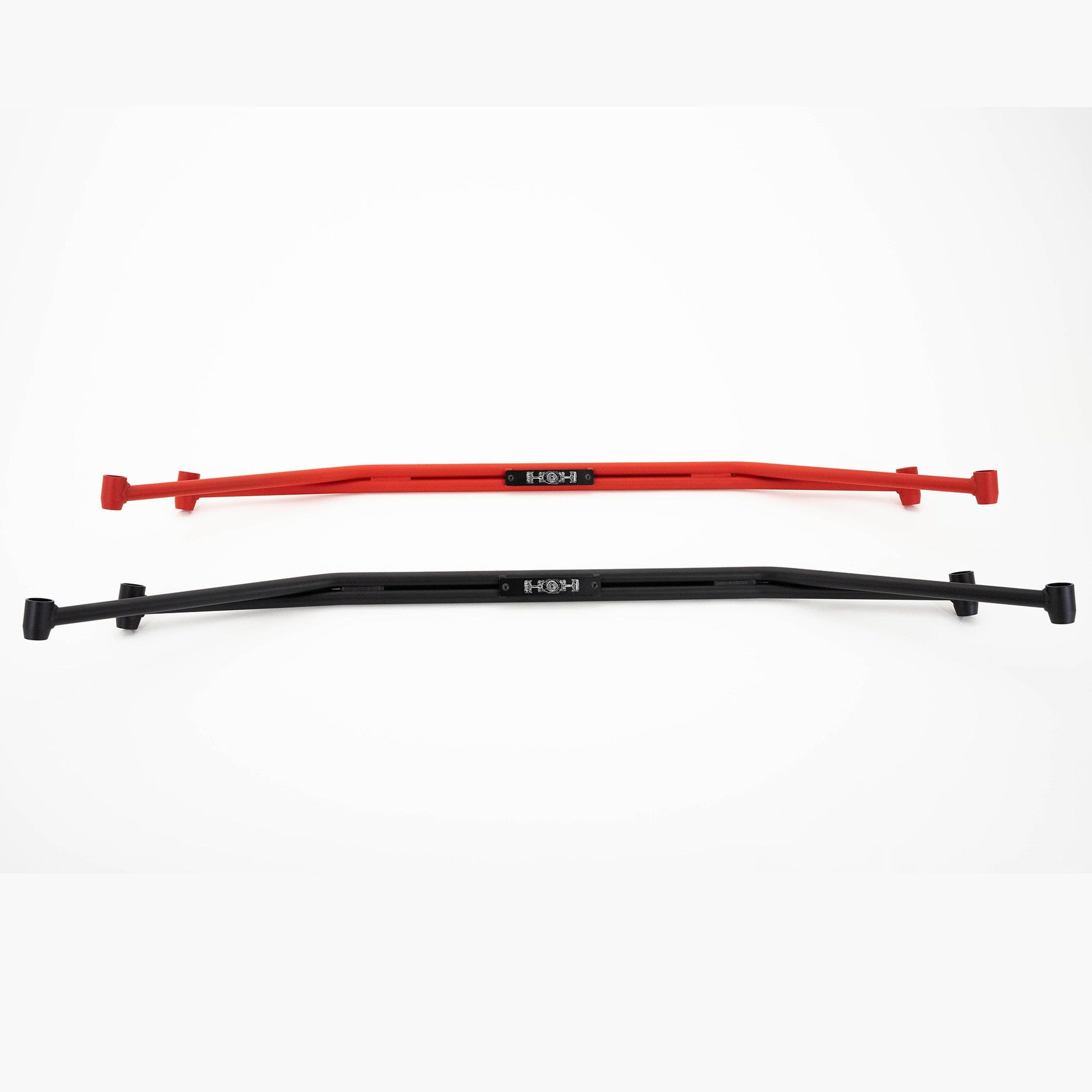 flat four logo MeLe strut tower bar in red and black
