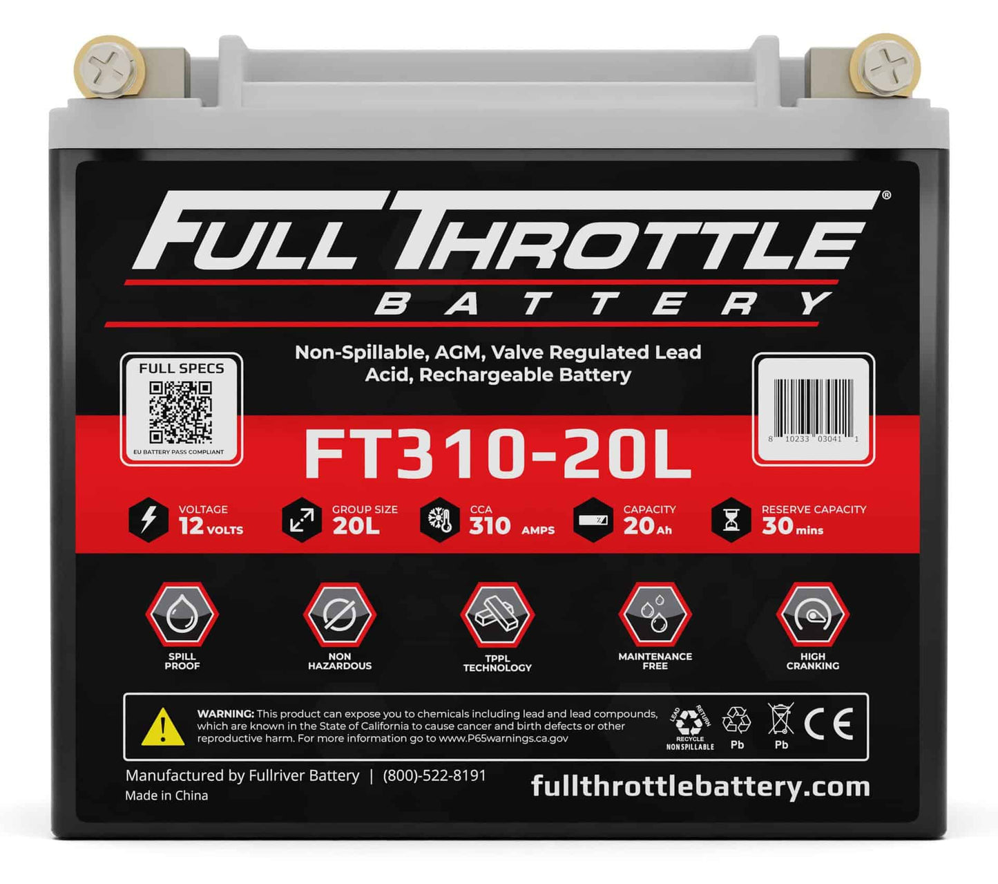 Full Throttle FT310-20L AGM battery 