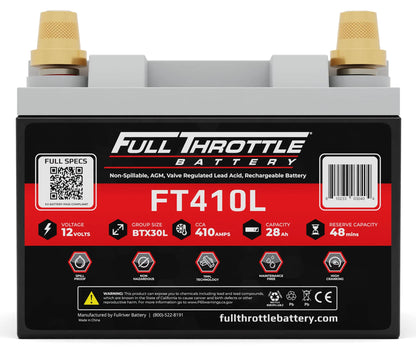 Full Throttle FT410L AGM Battery With Terminals
