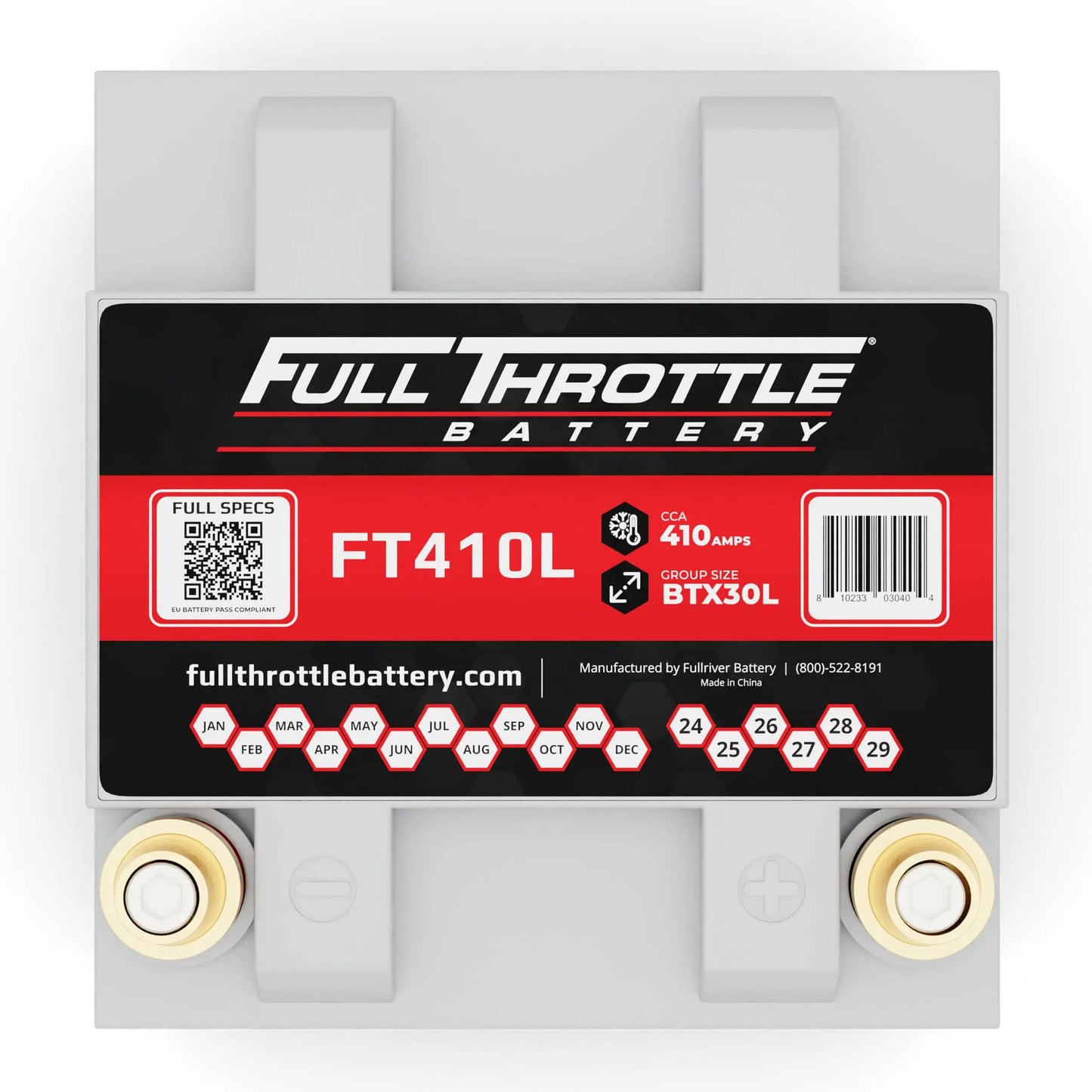 Full Throttle FT410L AGM Battery With Terminals