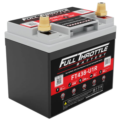 Full Throttle FT438-U1R AGM Battery With Terminals