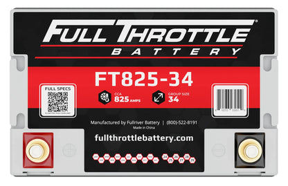 top view Full Throttle FT 825-34 AGM battery