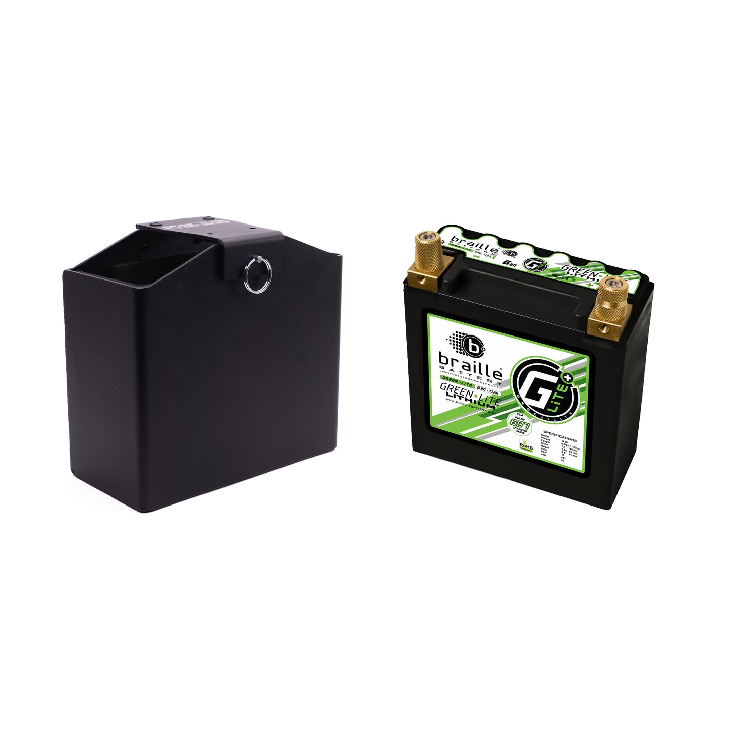 MeLe Design Firm 600 rally spec battery mount with Braille G20 lithium battery