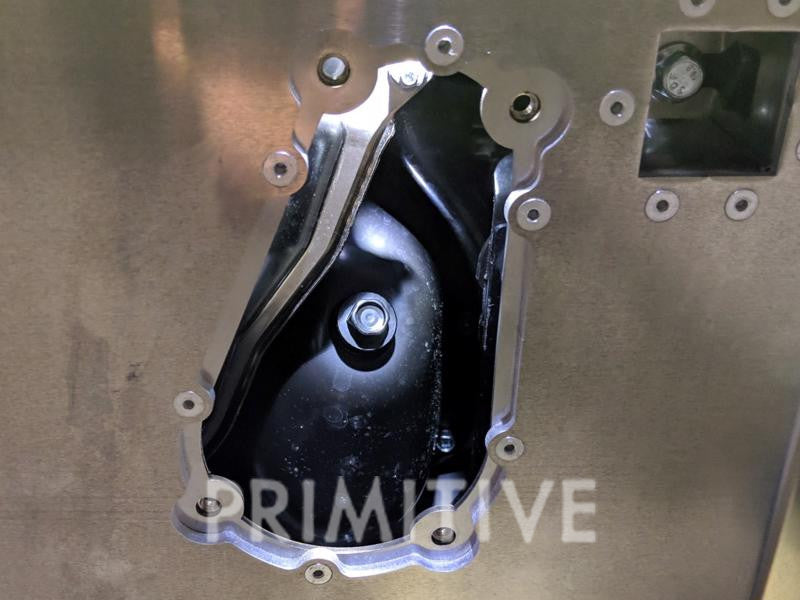 oil access hole on primitive front skid plate 