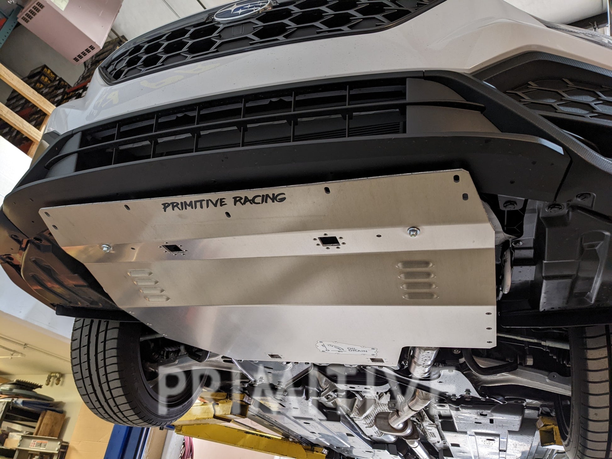 installed image primitive front skid plate 22 wrx