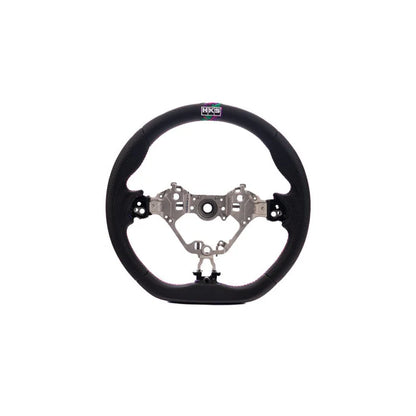 HKS Direct Fit Steering Wheel Black Smooth Leather w/ Perforated Grip, Oil Slick Stitching, and Embroidered HKS Logo 2017-2025 BRZ / 2022-2025 GR86 / 2017-2020 GT86